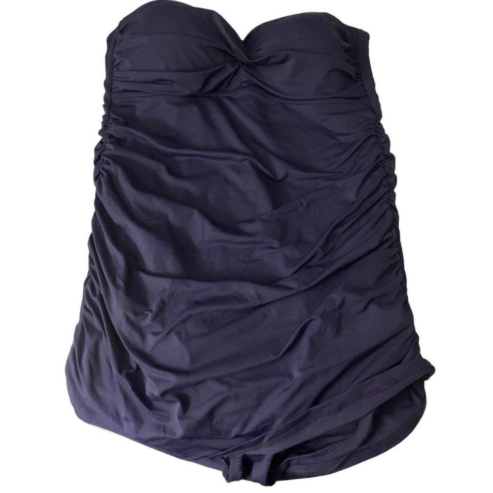 NWT Anne Cole Signature Women's One Piece Navy Blue Swimwear Style 15MD600